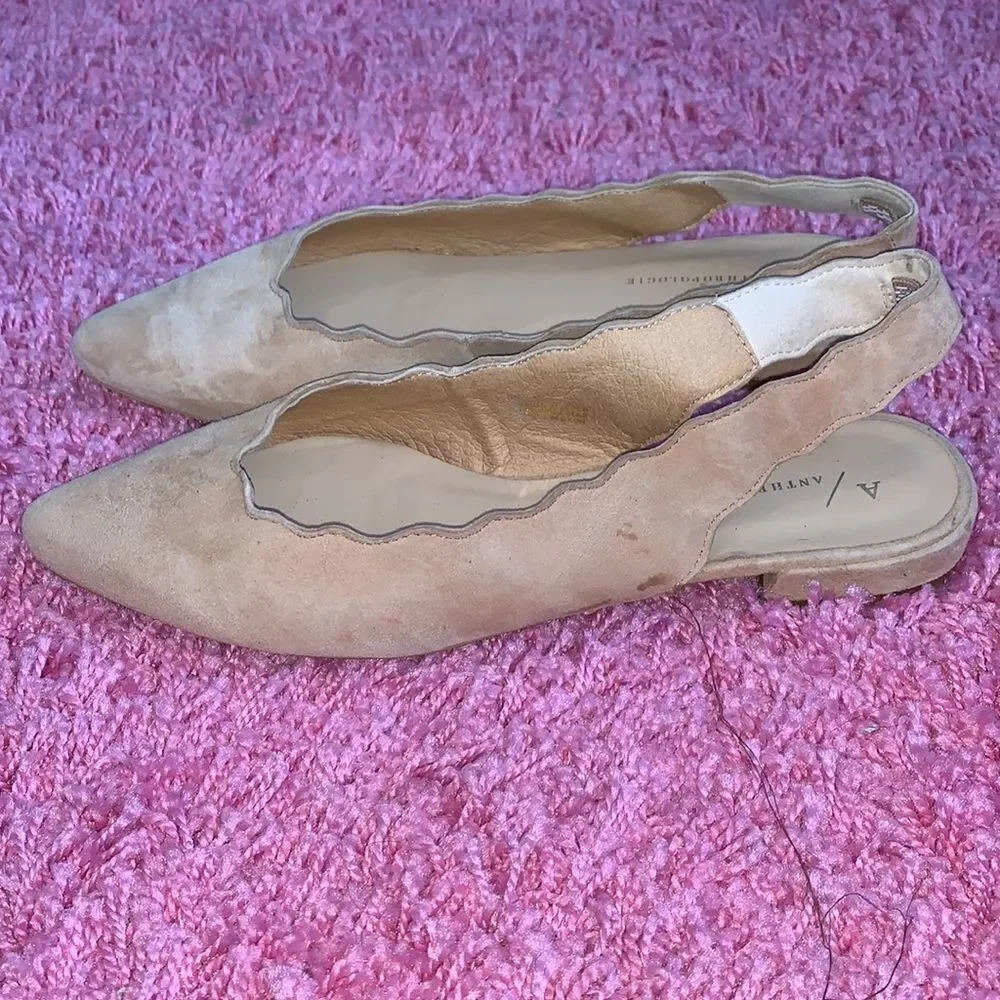 Anthropologie scalloped slingback flats 
